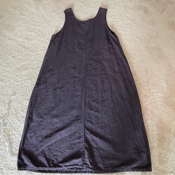 Cotton Studio Women 2X Linen Blend Gingham Check Purple Black Tank Midi Dress - Picture 2 of 7